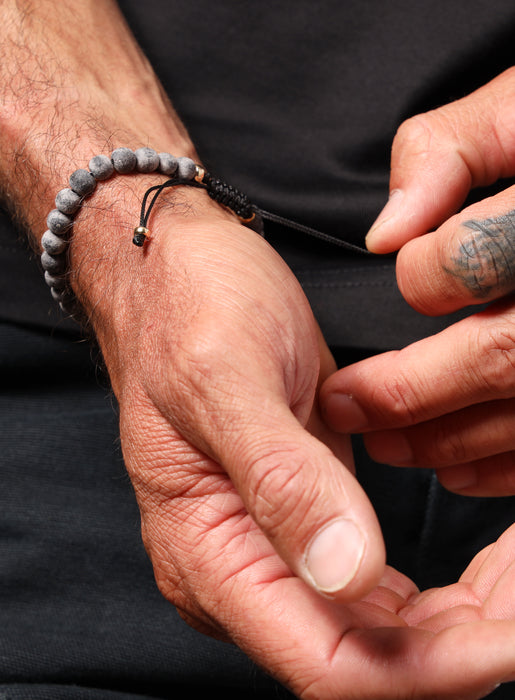 Small Geometric Silver Beaded Men's Bracelet — WE ARE ALL SMITH