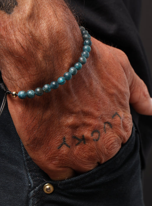 Kyanite and 14K Gold Filled Adjustable Bead Bracelet Bracelets WE ARE ALL SMITH: Men's Jewelry & Clothing.   