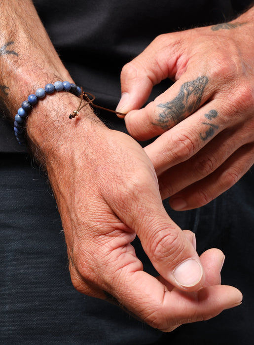 Dumortierite adjustable bead bracelet for Men Bracelets WE ARE ALL SMITH: Men's Jewelry & Clothing.   