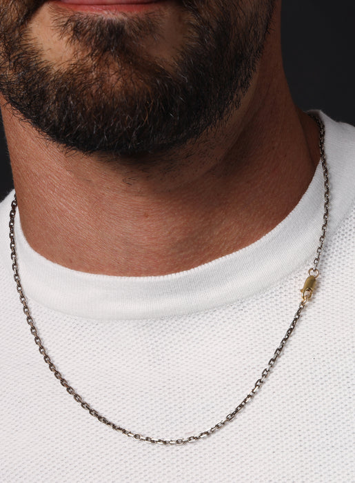 Oxidized Sterling + "Chocolate" Vermeil Gold Cable Chain Necklace Jewelry WE ARE ALL SMITH: Men's Jewelry & Clothing.   