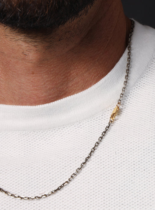 Oxidized Sterling + "Chocolate" Vermeil Gold Cable Chain Necklace Jewelry WE ARE ALL SMITH: Men's Jewelry & Clothing.   
