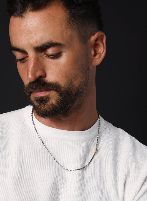 Oxidized Sterling + "Chocolate" Vermeil Gold Cable Chain Necklace Jewelry WE ARE ALL SMITH: Men's Jewelry & Clothing.   