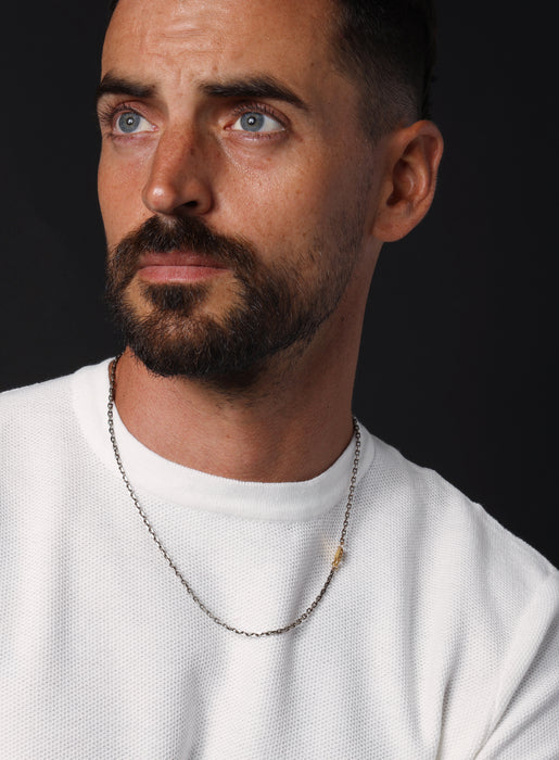 Oxidized Sterling + "Chocolate" Vermeil Gold Cable Chain Necklace Jewelry WE ARE ALL SMITH: Men's Jewelry & Clothing.   
