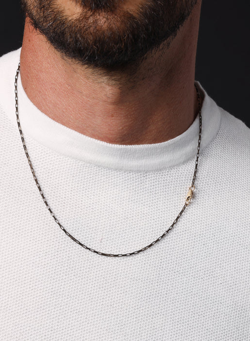 Elongated Cable "Chocolate" Vermeil Gold Chain Necklace for Men Jewelry WE ARE ALL SMITH: Men's Jewelry & Clothing.   