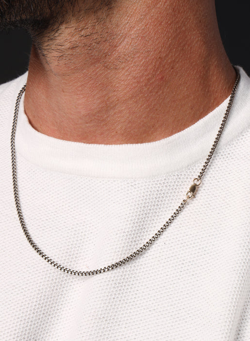 Oxidized Sterling + "Chocolate" Vermeil Gold Cuban Chain Necklace Jewelry WE ARE ALL SMITH: Men's Jewelry & Clothing.   