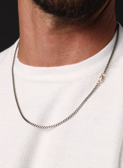 Oxidized Sterling + "Chocolate" Vermeil Gold Cuban Chain Necklace Jewelry WE ARE ALL SMITH: Men's Jewelry & Clothing.   