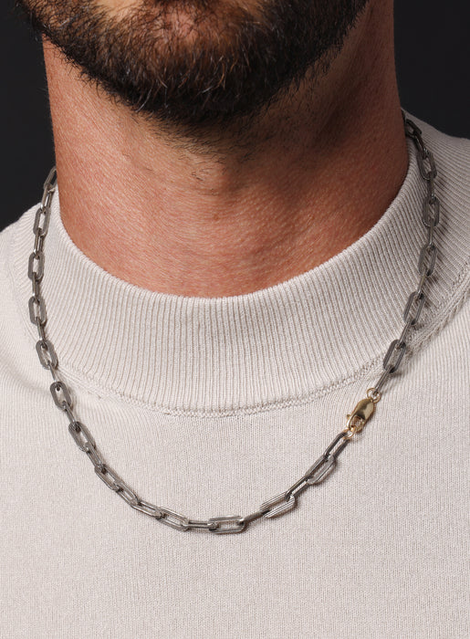 925 Oxidized Textured Elongated Sterling Silver Chain Necklace for Men — WE  ARE ALL SMITH