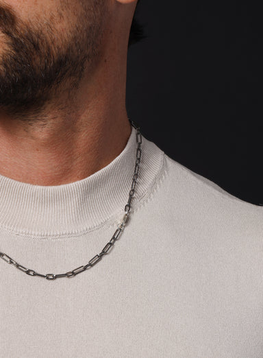 925 Oxidized Textured Elongated Sterling Silver Chain Necklace for Men — WE  ARE ALL SMITH