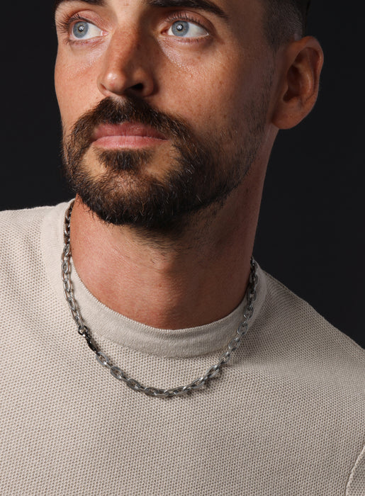 925 Oxidized Sterling Silver Collar Inspired Chain Necklace for Men Jewelry WE ARE ALL SMITH: Men's Jewelry & Clothing.   