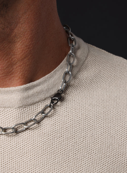 925 Oxidized Sterling Silver Chunky Oval Chain Necklace for Men Jewelry WE ARE ALL SMITH: Men's Jewelry & Clothing.   