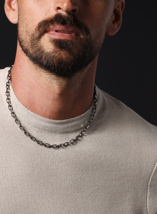 925 Oxidized Textured Elongated Sterling Silver Chain Necklace for Men — WE  ARE ALL SMITH