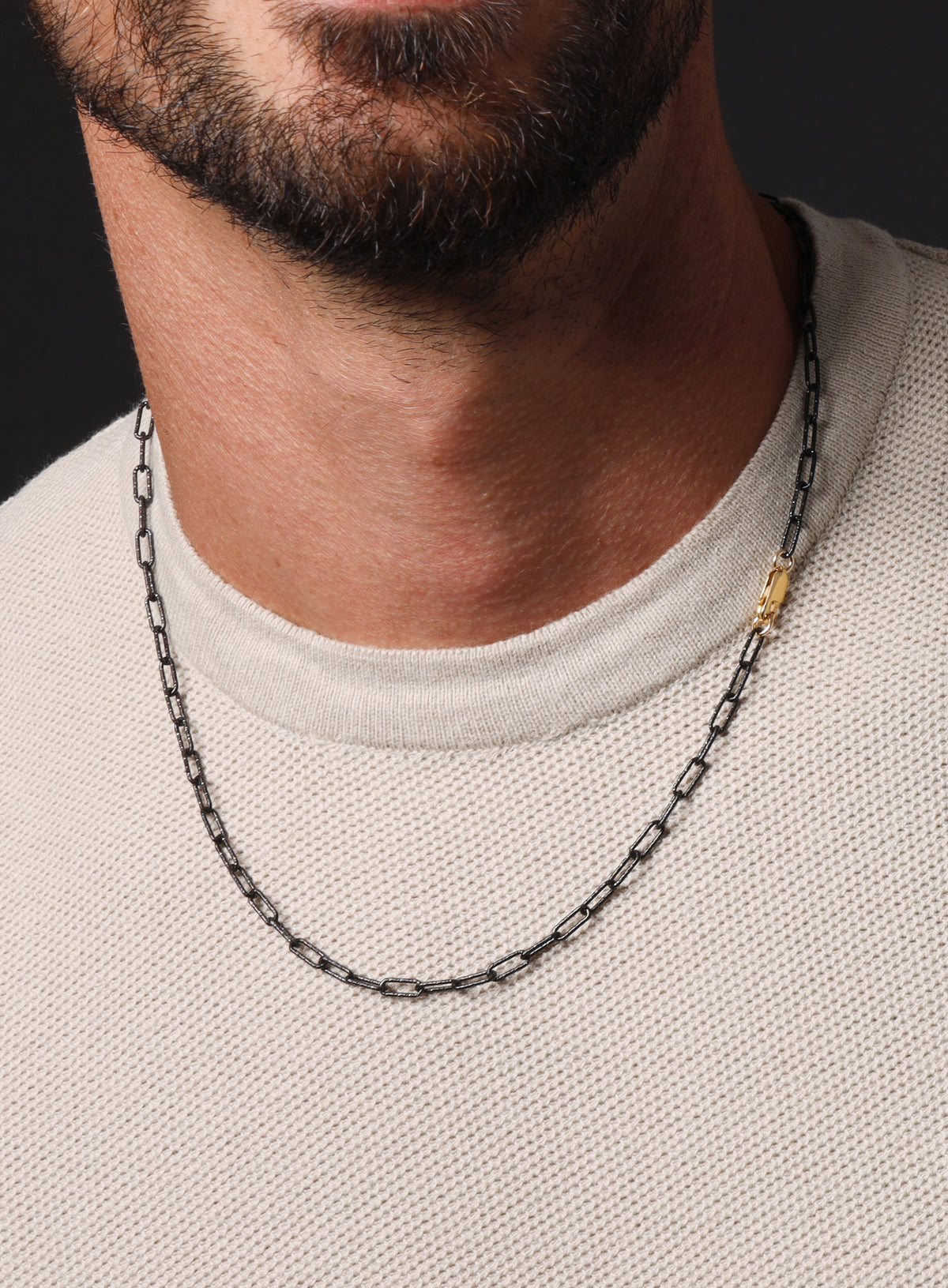 Titanium Speckle Coated Mens Chain Necklace