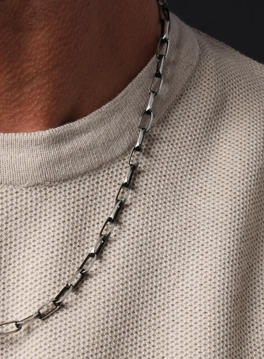 Oxidized Sterling and Titanium Coated Cable Chain Necklace Jewelry WE ARE ALL SMITH: Men's Jewelry & Clothing.   