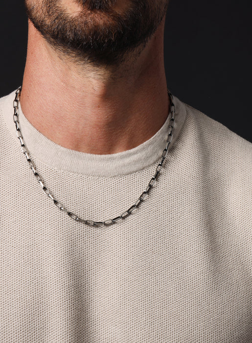 Oxidized Sterling and Titanium Coated Cable Chain Necklace Jewelry WE ARE ALL SMITH: Men's Jewelry & Clothing.   