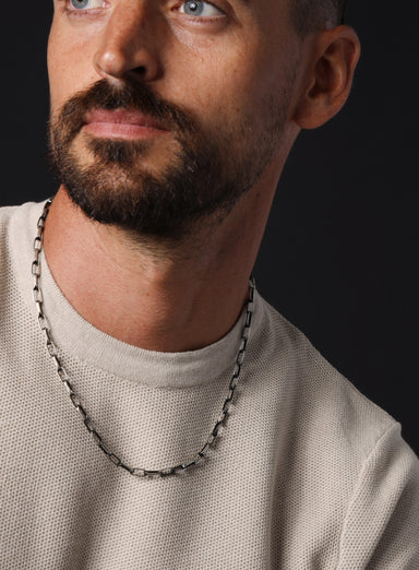 Oxidized Sterling and Titanium Coated Cable Chain Necklace Jewelry WE ARE ALL SMITH: Men's Jewelry & Clothing.   