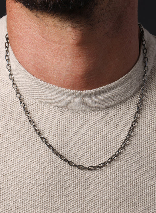 Oxidized 925 Sterling Silver Cable Chain Necklace — WE ARE ALL SMITH