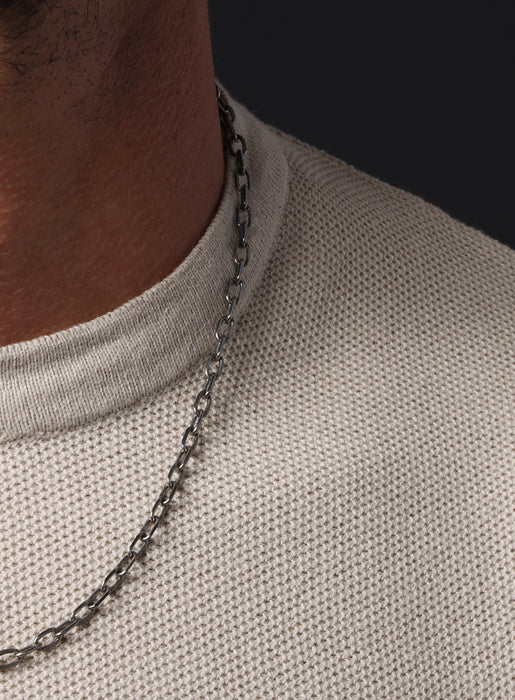 Oxidized 925 Sterling Silver Cable Chain Necklace Jewelry WE ARE ALL SMITH: Men's Jewelry & Clothing.   