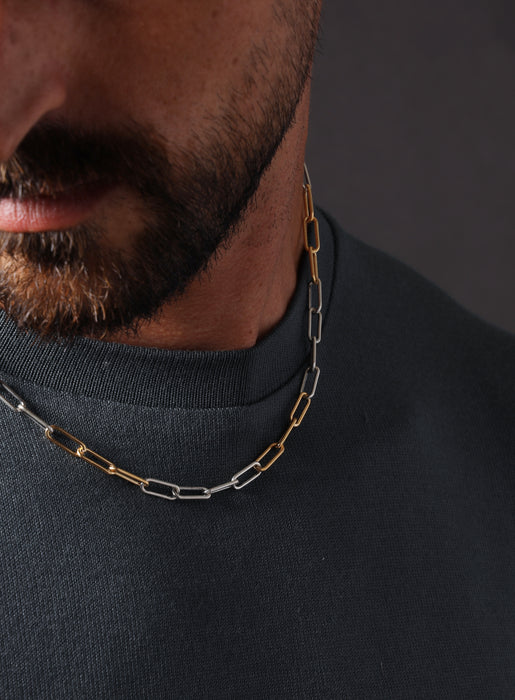14K Gold Filled and 025 Oxidized Sterling Clip Chain Jewelry WE ARE ALL SMITH: Men's Jewelry & Clothing.   