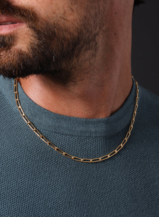 14k Gold Filled Elongated Cable Bevel Chain Necklace for Men Jewelry WE ARE ALL SMITH: Men's Jewelry & Clothing.   