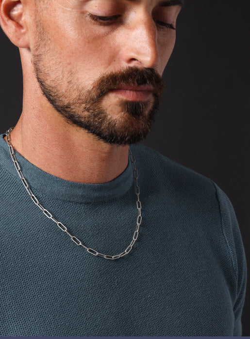 925 Oxidized Sterling Silver Cable "Clip" Chain Jewelry WE ARE ALL SMITH: Men's Jewelry & Clothing.   