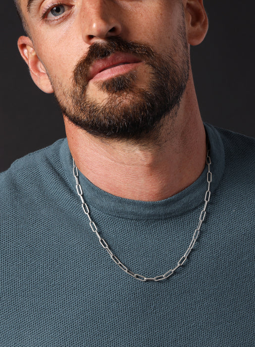 925 Oxidized Sterling Silver Cable "Clip" Chain Jewelry WE ARE ALL SMITH: Men's Jewelry & Clothing.   