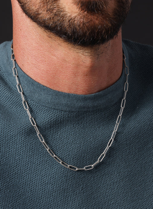 925 Oxidized Textured Elongated Sterling Silver Chain Necklace for Men — WE  ARE ALL SMITH