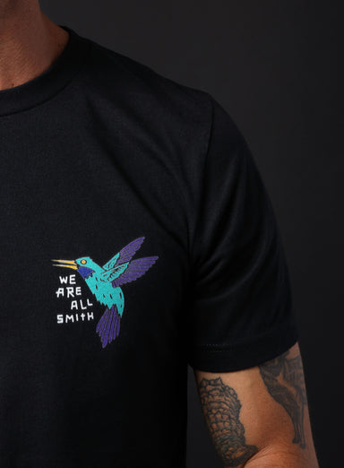 Hummingbird Unisex Black Short Sleeve t-shirt  WE ARE ALL SMITH: Men's Jewelry & Clothing.   