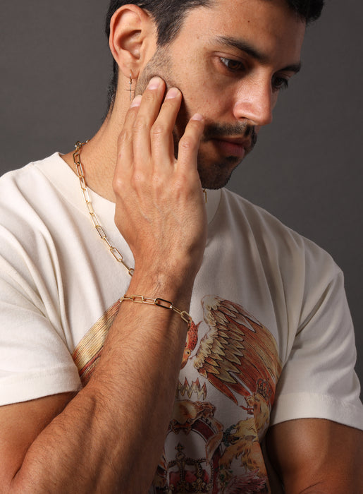 Medium Gold Plated Stainless Steel Adjustable Clip Chain Bracelet Bracelets WE ARE ALL SMITH: Men's Jewelry & Clothing.   