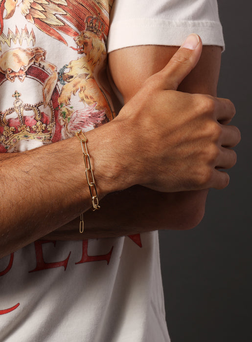 Medium Gold Plated Stainless Steel Adjustable Clip Chain Bracelet Bracelets WE ARE ALL SMITH: Men's Jewelry & Clothing.   