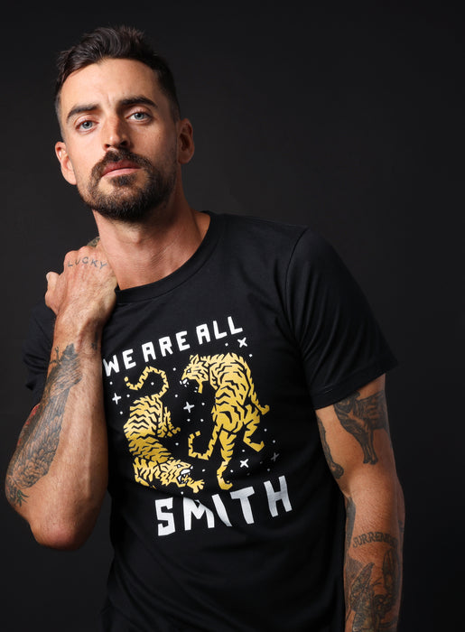 Unisex Double Tigers Black Short Sleeve t-shirt  WE ARE ALL SMITH: Men's Jewelry & Clothing.   