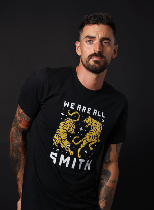 Unisex Double Tigers Black Short Sleeve t-shirt  WE ARE ALL SMITH: Men's Jewelry & Clothing.   