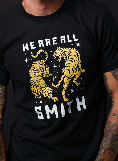 Unisex Double Tigers Black Short Sleeve t-shirt  WE ARE ALL SMITH: Men's Jewelry & Clothing.   