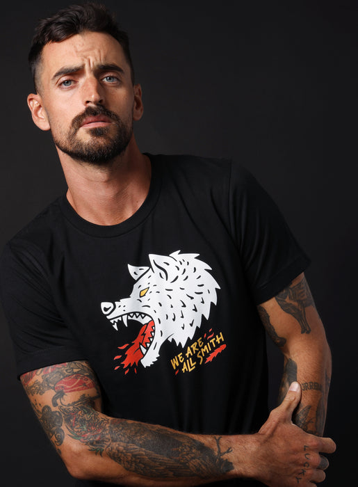 Wolfie Black Unisex Short Sleeve t-shirt  WE ARE ALL SMITH: Men's Jewelry & Clothing.   