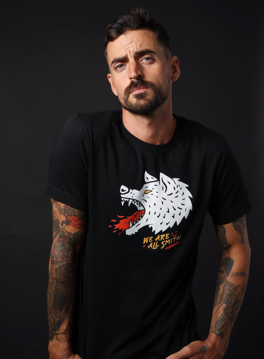 Wolfie Black Unisex Short Sleeve t-shirt  WE ARE ALL SMITH: Men's Jewelry & Clothing.   