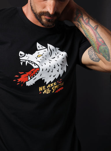 Wolfie Black Unisex Short Sleeve t-shirt  WE ARE ALL SMITH: Men's Jewelry & Clothing.   