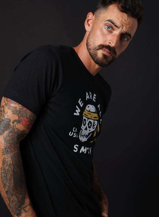 Skull Black Unisex black short sleeve t-shirt  WE ARE ALL SMITH: Men's Jewelry & Clothing.   