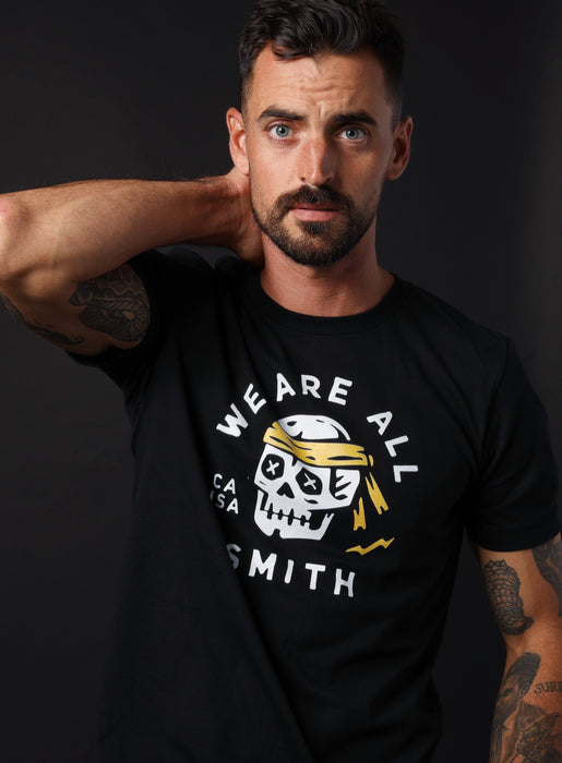 Skull Black Unisex black short sleeve t-shirt  WE ARE ALL SMITH: Men's Jewelry & Clothing.   