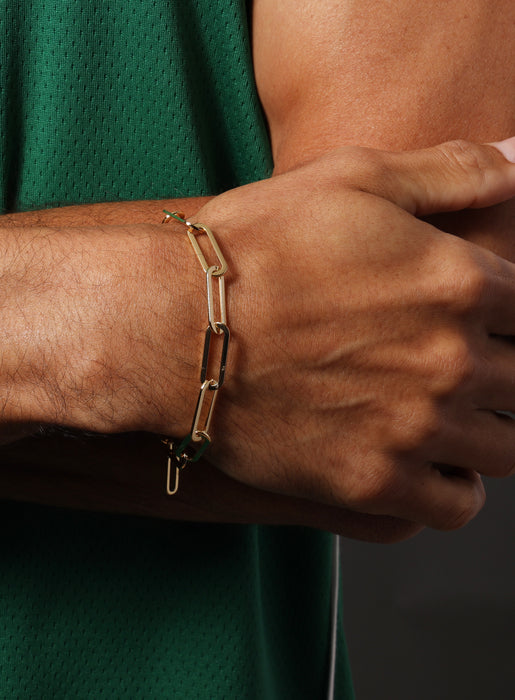 Large Gold Plated Stainless Steel Adjustable Clip Chain Bracelet Bracelets WE ARE ALL SMITH: Men's Jewelry & Clothing.   