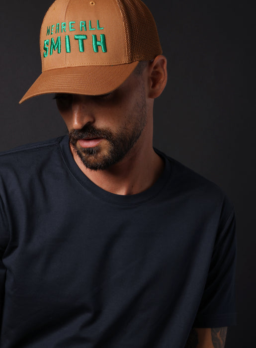 We Are All Smith Caramel + Green Mesh back trucker cap  WE ARE ALL SMITH: Men's Jewelry & Clothing.   