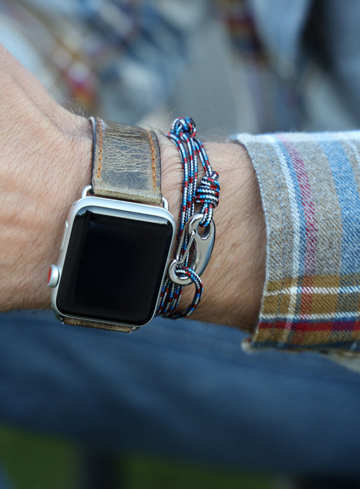 Black, Red and Blue Tactical Cord Bracelet for Men (Silver Clasp -21S) Bracelets We Are All Smith   