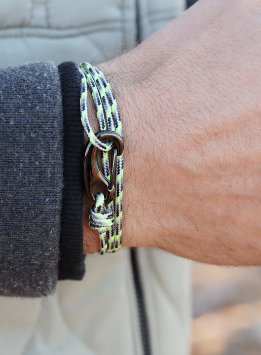 Neon + White Tactical Cord Bracelet for Men (Black Clasp - 20K) Bracelets We Are All Smith   