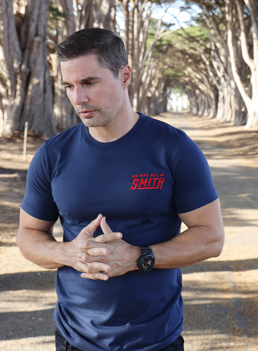 Navy Blue Red Embroidered WAAS logo Unisex t-shirt  WE ARE ALL SMITH: Men's Jewelry & Clothing.   