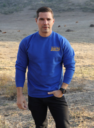 Royal Blue Embroidered WAAS Logo Unisex Sweatshirt  WE ARE ALL SMITH: Men's Jewelry & Clothing.   