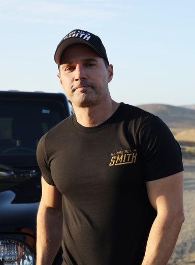 Gold We Are All Smith Embroidered Logo Black Unisex t-shirt  WE ARE ALL SMITH: Men's Jewelry & Clothing.   