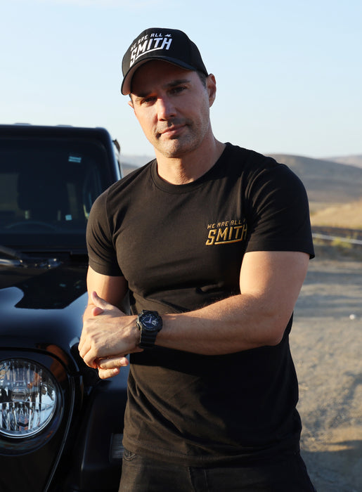 Gold We Are All Smith Embroidered Logo Black Unisex t-shirt  WE ARE ALL SMITH: Men's Jewelry & Clothing.   