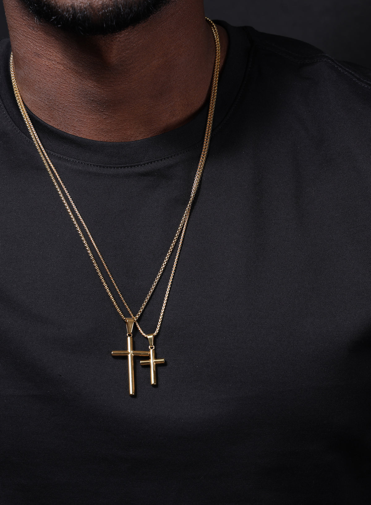 Buy Men's gold DOUBLE Cross Necklace Men's Pavé Cubic Zirconia Gold  Stainless Steel Mini Cross & Gold Stainless Steel Cross Pendant Necklace  Online in India - Etsy