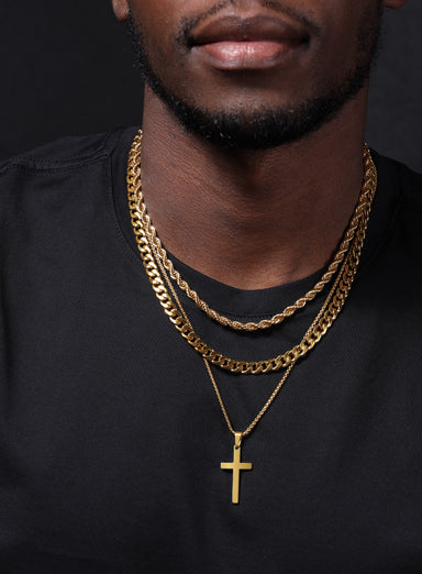 Rope Chain, Cross Pendant and Curb Chain | Mix and Match Combo | Make your own Set Necklace Set WE ARE ALL SMITH: Men's Jewelry & Clothing.   