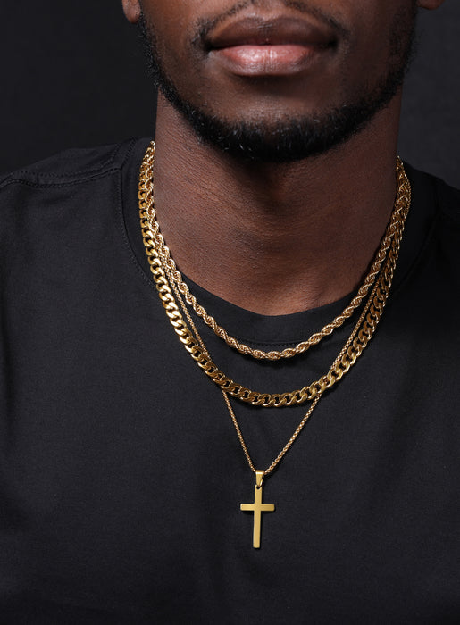 Rope Chain, Cross Pendant and Curb Chain | Mix and Match Combo | Make your own Set Necklace Set WE ARE ALL SMITH: Men's Jewelry & Clothing.   