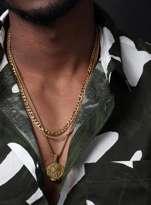 Figaro, Rope Chains and Saint Christopher Pendant | Mix and Match Combo | Make your own Set Necklace Set WE ARE ALL SMITH: Men's Jewelry & Clothing.   