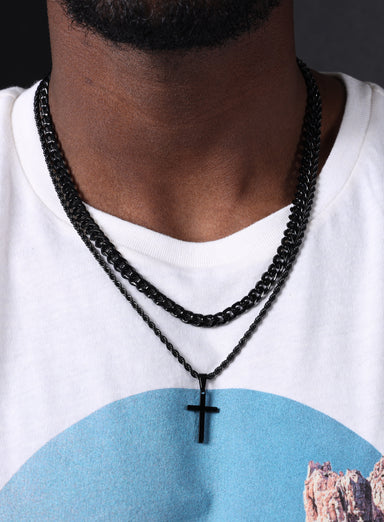 7mm Cuban and Rope Chain Cross Pendant | Mix and Match Combo | Make your own Set Necklace Sets WE ARE ALL SMITH: Men's Jewelry & Clothing.   